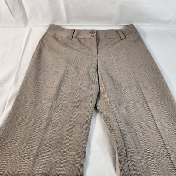 AB Studio Women's Professional Pants Size 4 Beige Plaid Straight Trousers Slacks - Picture 9 of 9